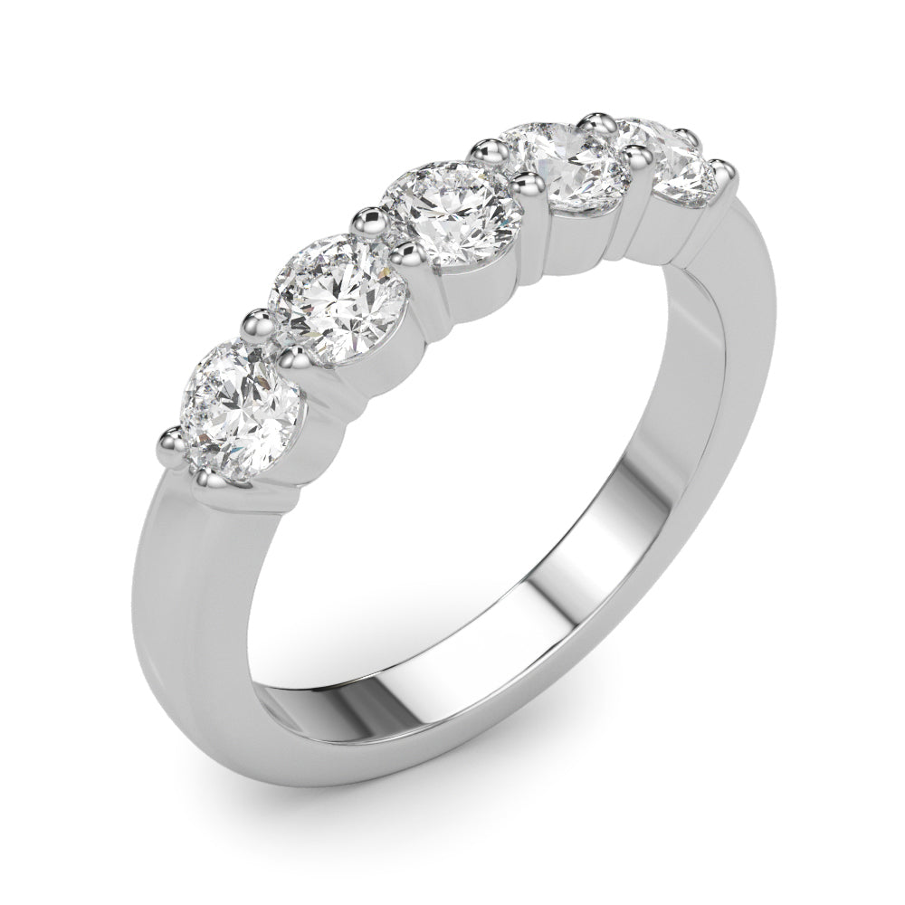 5-Stone Shared Prong Half Eternity Ring in Gold & Platinum