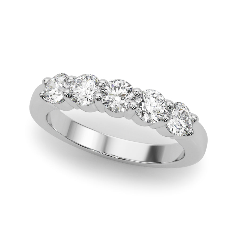 5-Stone Shared Prong Half Eternity Ring in Gold & Platinum