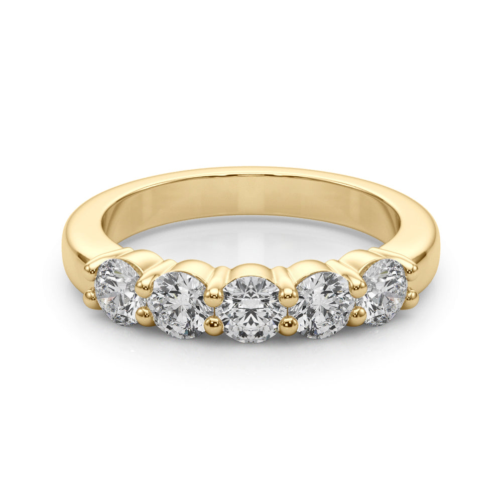5-Stone Shared Prong Half Eternity Ring in Gold & Platinum
