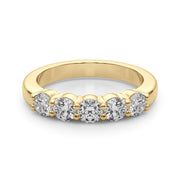 5-Stone Shared Prong Half Eternity Ring in Gold & Platinum