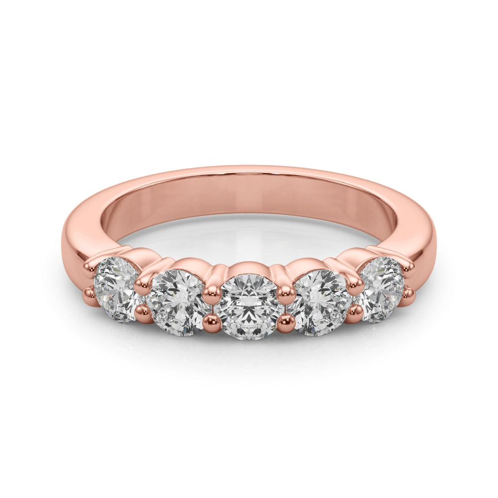 5-Stone Shared Prong Half Eternity Ring in Gold & Platinum