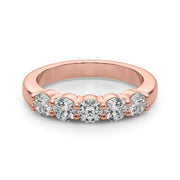 5-Stone Shared Prong Half Eternity Ring in Gold & Platinum