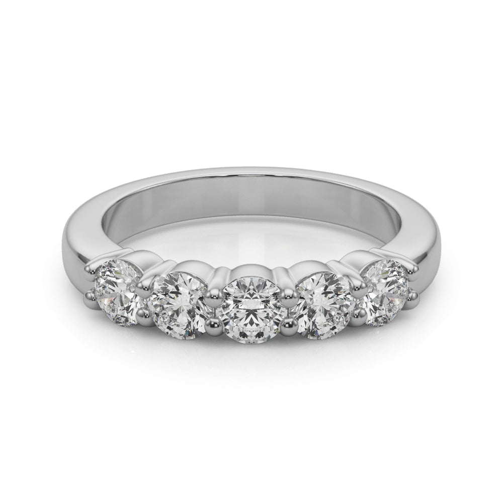 5-Stone Shared Prong Half Eternity Ring in Gold & Platinum