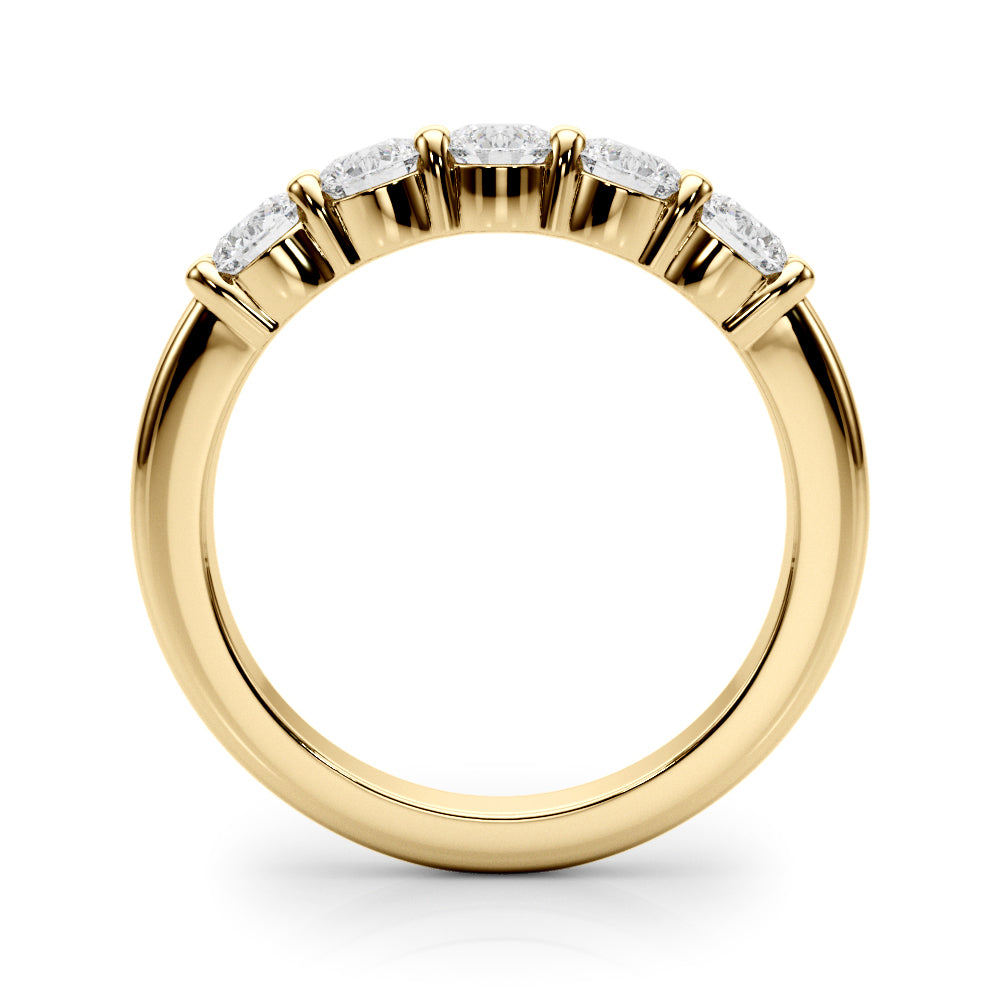 5-Stone Shared Prong Half Eternity Ring in Gold & Platinum