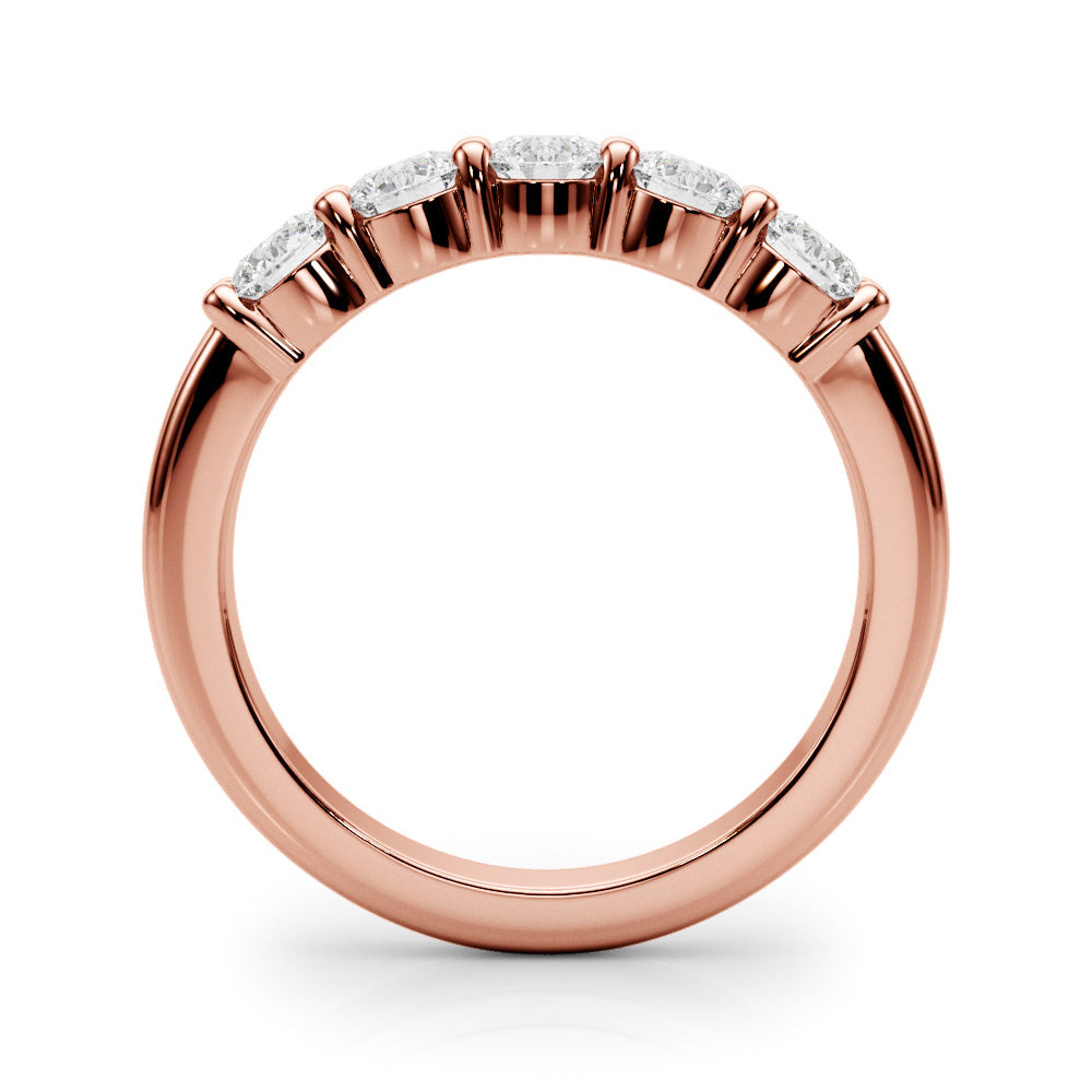 5-Stone Shared Prong Half Eternity Ring in Gold & Platinum