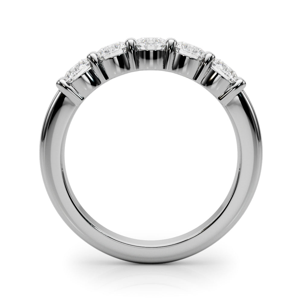 5-Stone Shared Prong Half Eternity Ring in Gold & Platinum