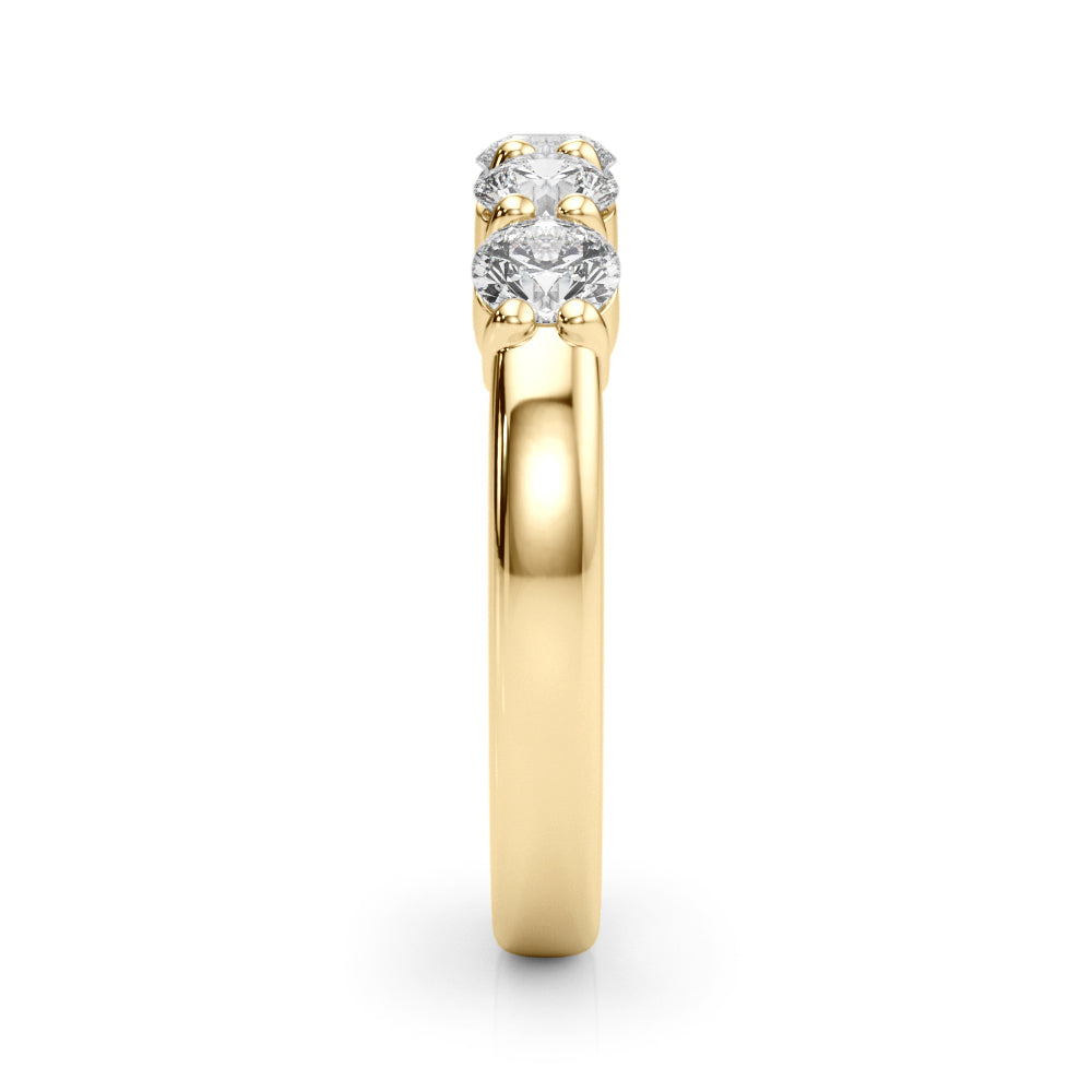 5-Stone Shared Prong Half Eternity Ring in Gold & Platinum