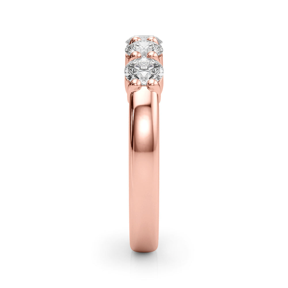 5-Stone Shared Prong Half Eternity Ring in Gold & Platinum