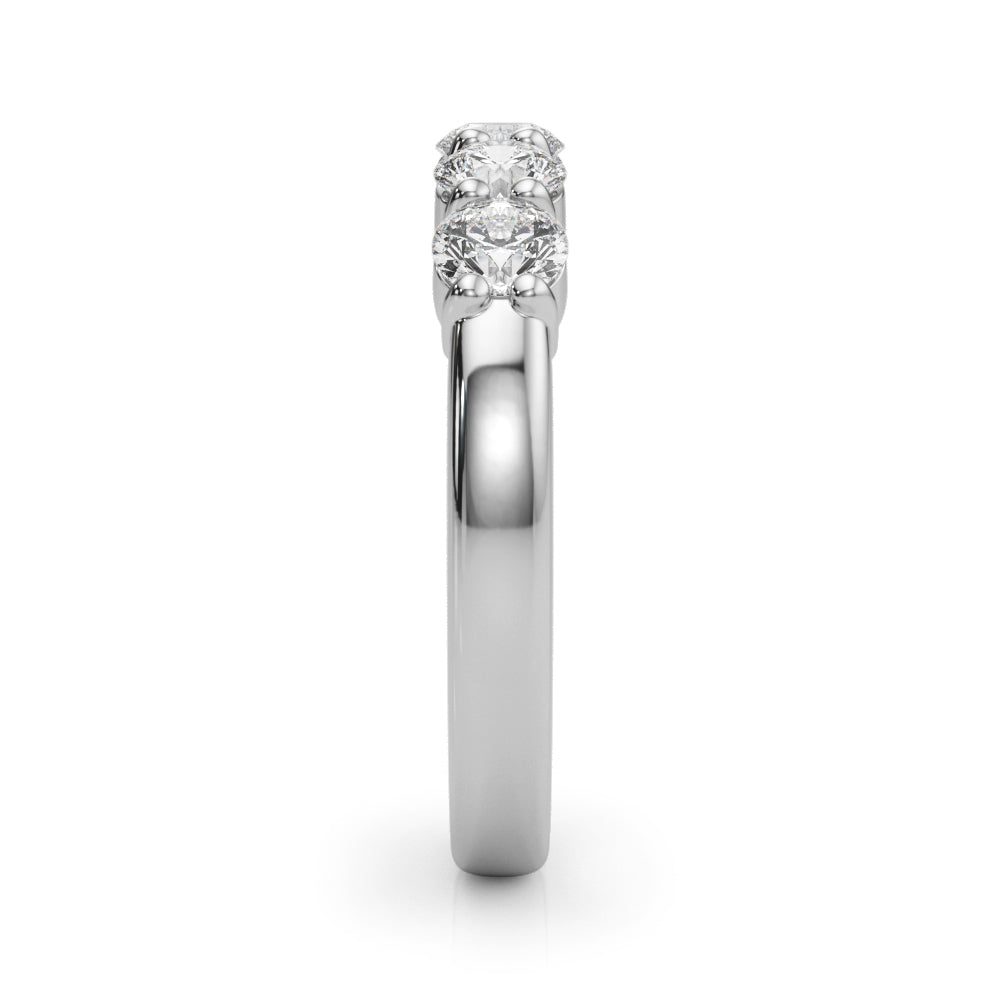5-Stone Shared Prong Half Eternity Ring in Gold & Platinum