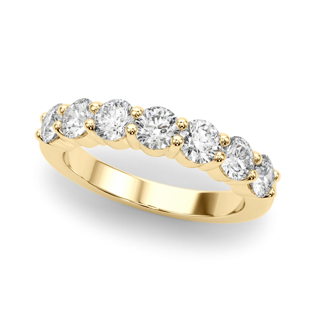 7-Stone Shared Prong Half Eternity Ring in 10K/14K gold and platinum with certified lab-grown or natural diamonds