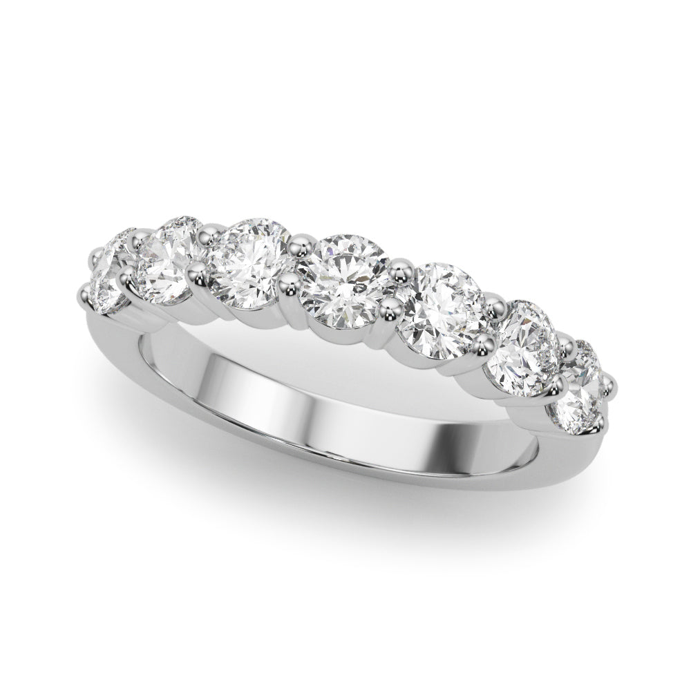 7-Stone Shared Prong Half Eternity Ring in Gold & Platinum