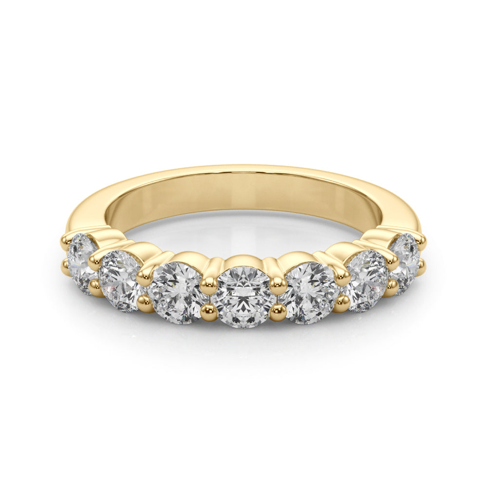 7-Stone Shared Prong Half Eternity Ring in Gold & Platinum