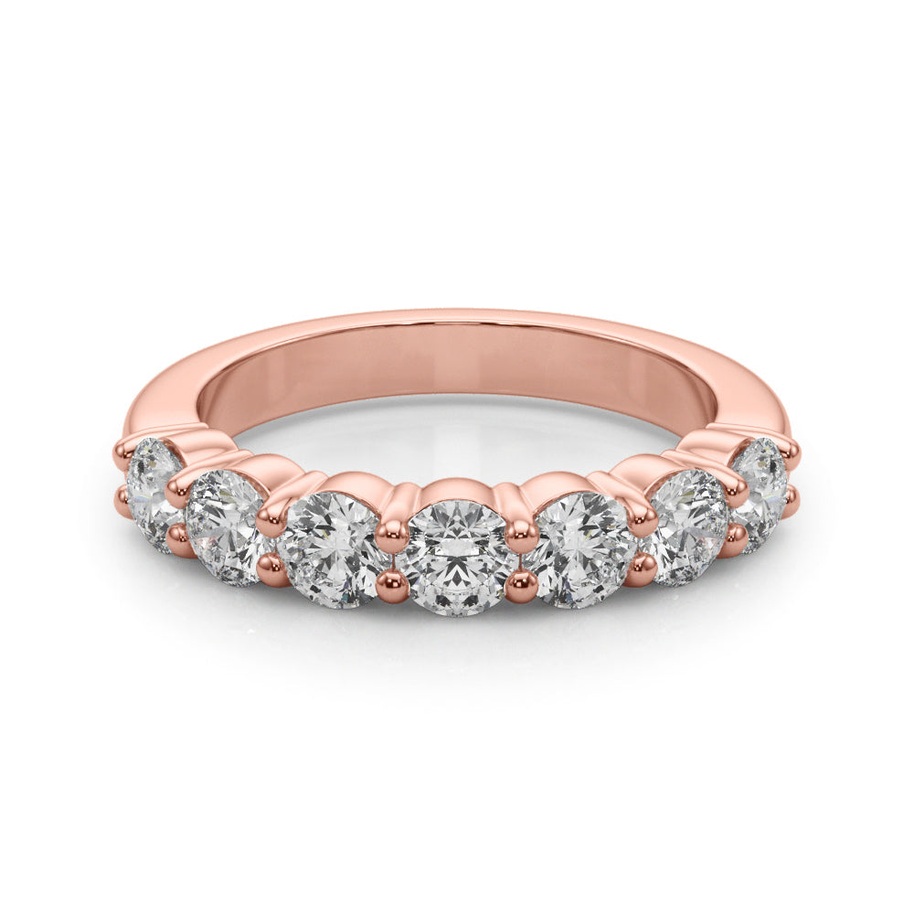 7-Stone Shared Prong Half Eternity Ring in Gold & Platinum