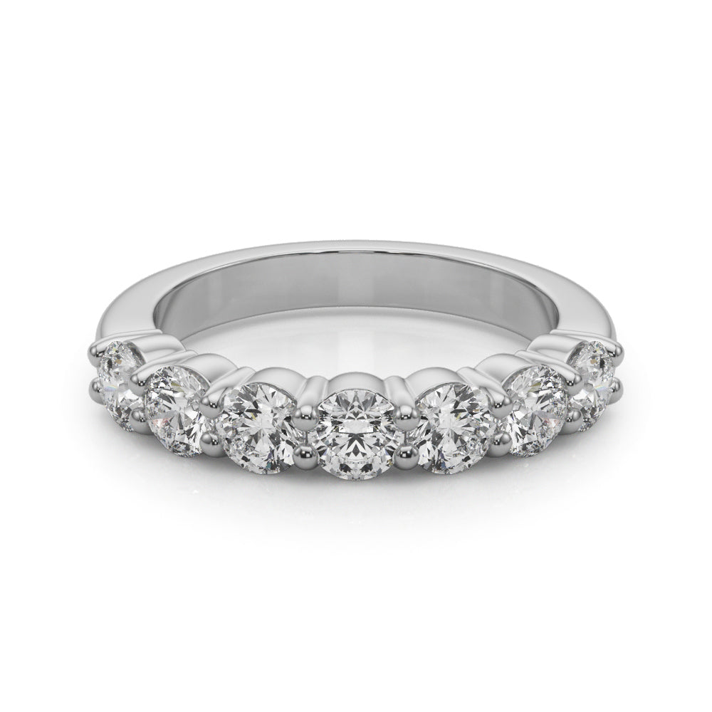 7-Stone Shared Prong Half Eternity Ring in Gold & Platinum