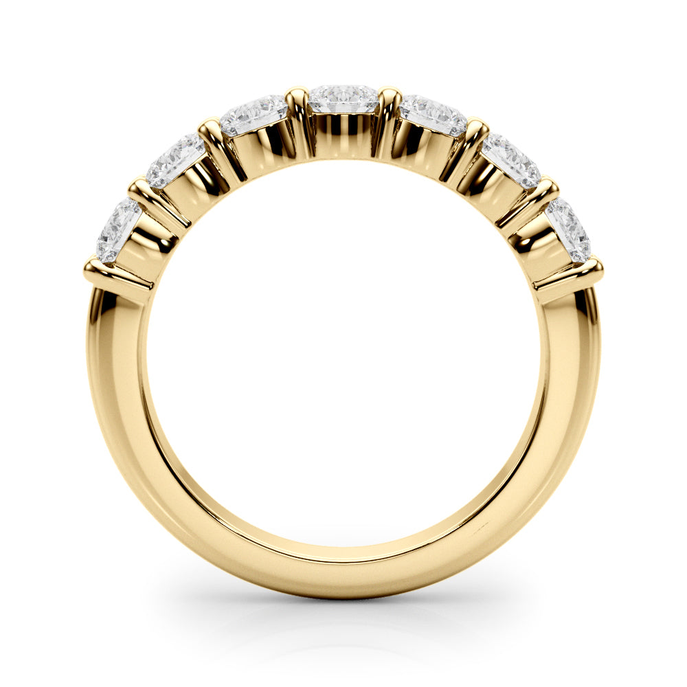 7-Stone Shared Prong Half Eternity Ring in Gold & Platinum