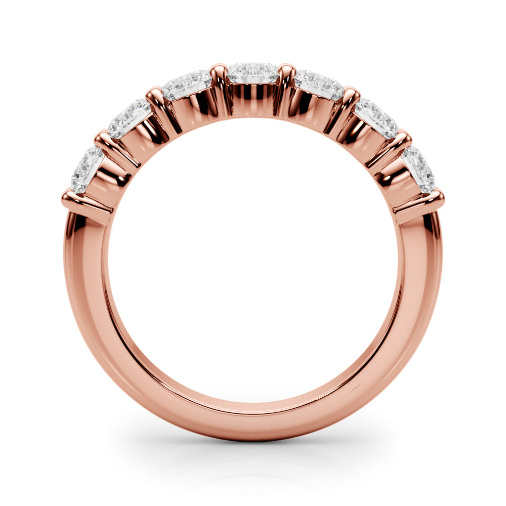 7-Stone Shared Prong Half Eternity Ring in Gold & Platinum