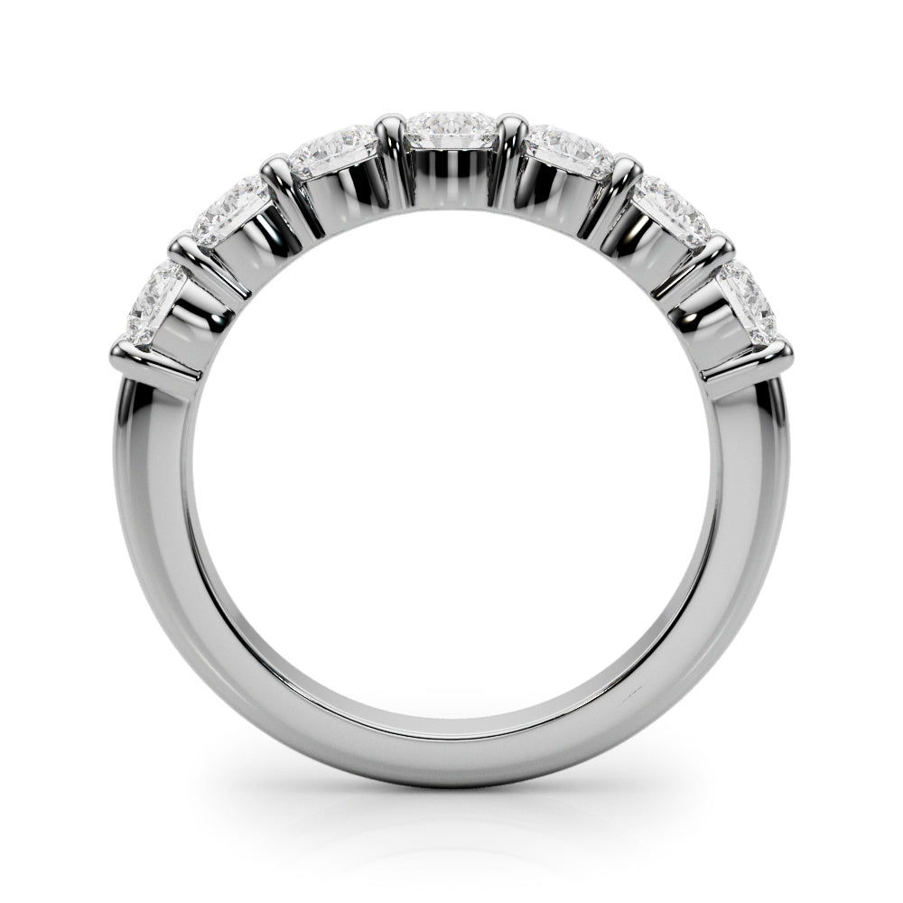 7-Stone Shared Prong Half Eternity Ring in Gold & Platinum