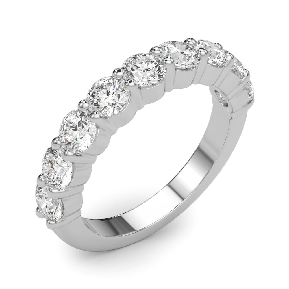 9-Stone Shared Prong Half Eternity Ring in Gold & Platinum