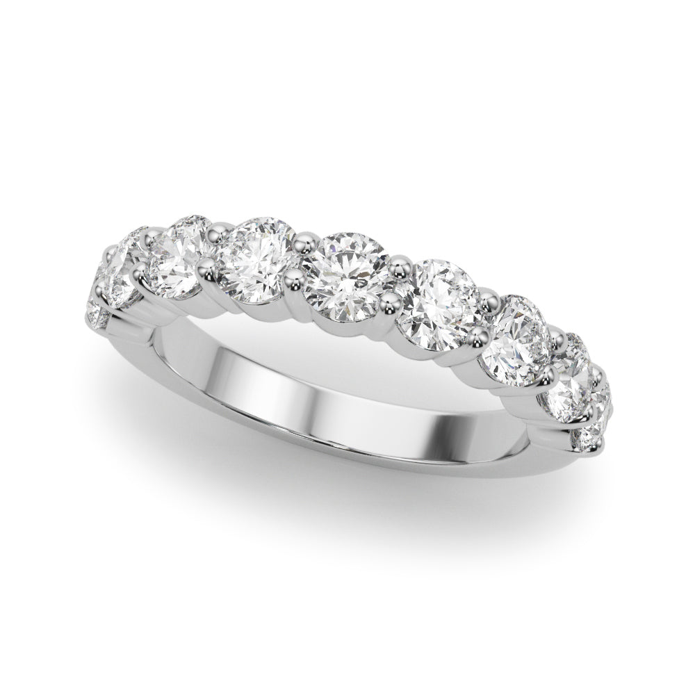 9-Stone Shared Prong Half Eternity Ring in Gold & Platinum