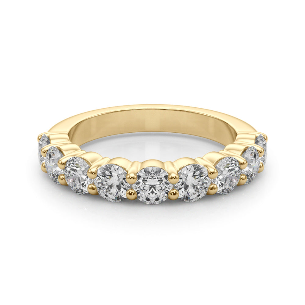 9-Stone Shared Prong Half Eternity Ring in Gold & Platinum