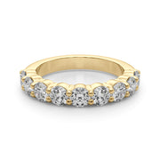 9-Stone Shared Prong Half Eternity Ring in Gold & Platinum