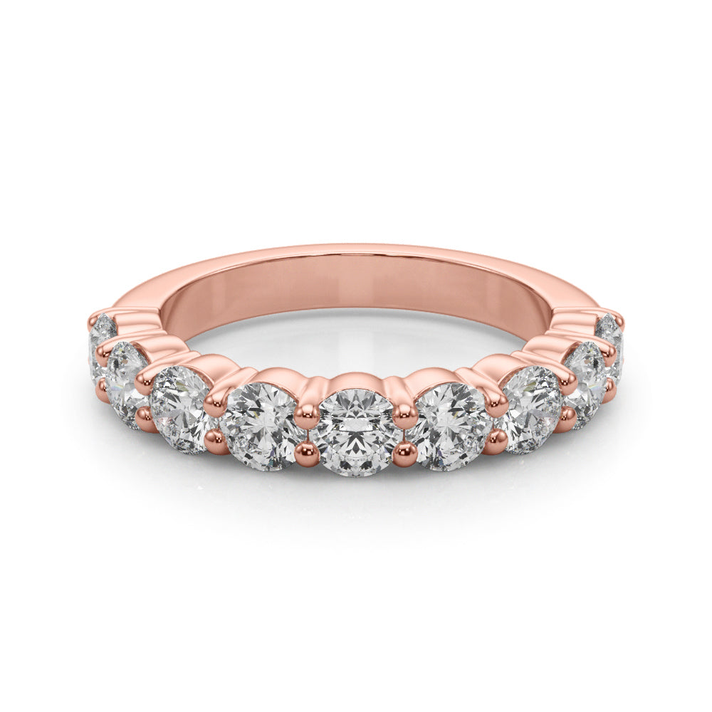 9-Stone Shared Prong Half Eternity Ring in Gold & Platinum