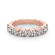 9-Stone Shared Prong Half Eternity Ring in Gold & Platinum