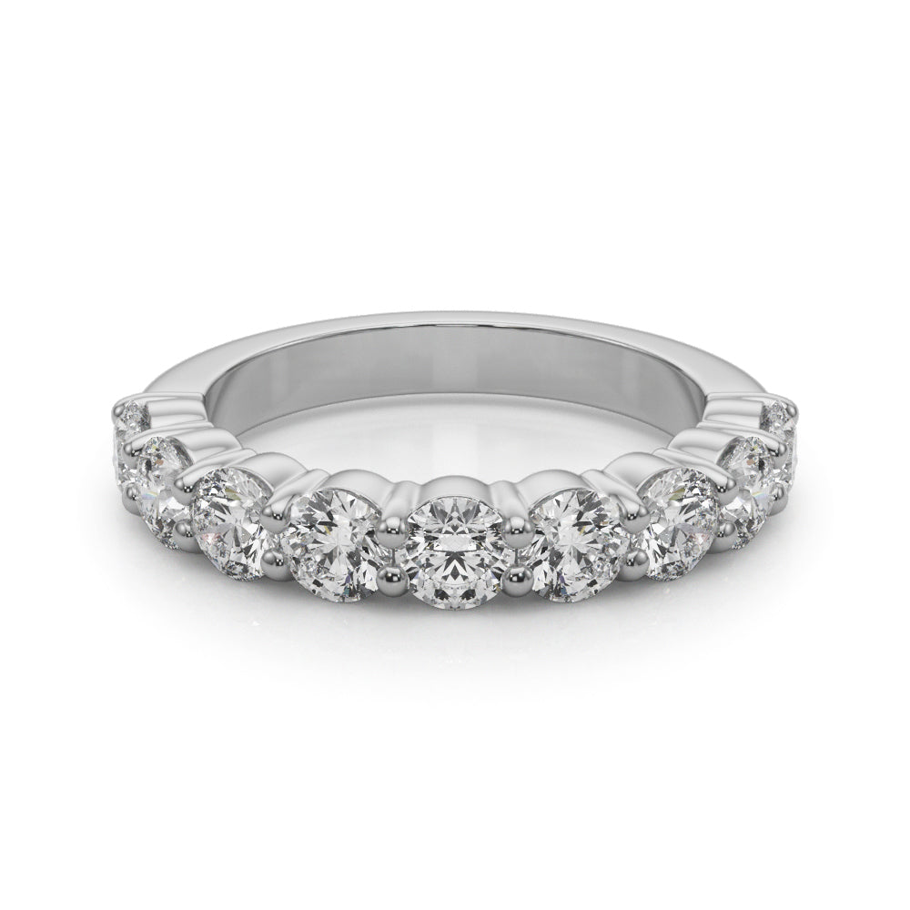 9-Stone Shared Prong Half Eternity Ring in Gold & Platinum