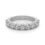 9-Stone Shared Prong Half Eternity Ring in Gold & Platinum