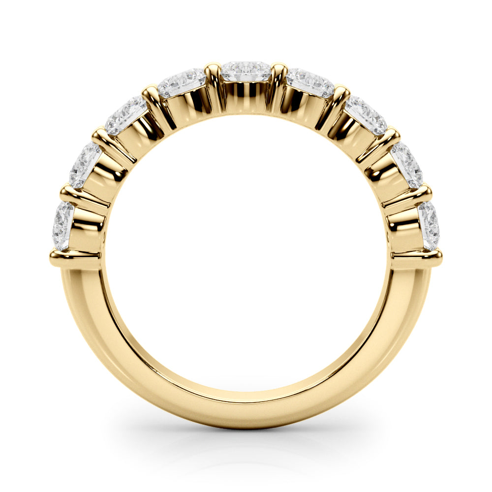 9-Stone Shared Prong Half Eternity Ring in Gold & Platinum