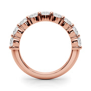 9-Stone Shared Prong Half Eternity Ring in Gold & Platinum