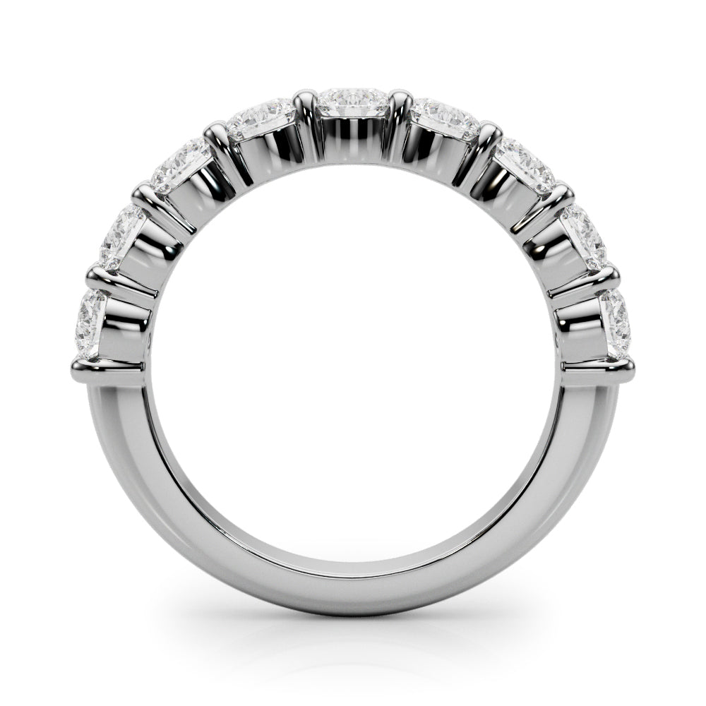 9-Stone Shared Prong Half Eternity Ring in Gold & Platinum