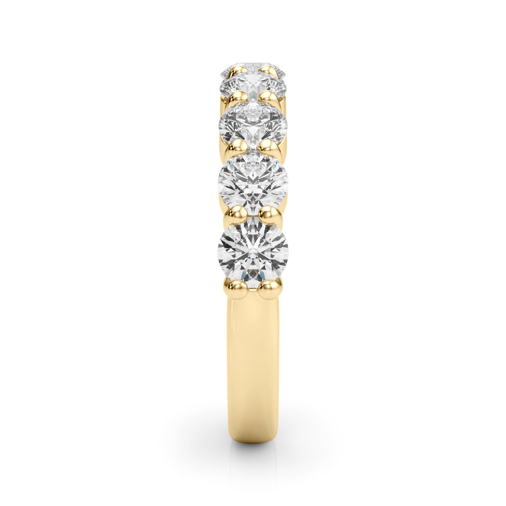 9-Stone Shared Prong Half Eternity Ring in Gold & Platinum