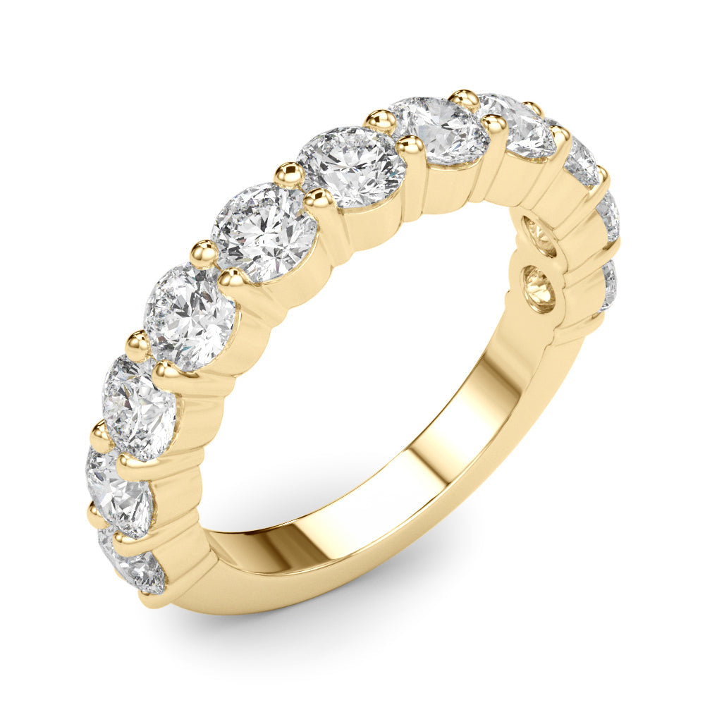11-Stone Shared Prong Half Eternity Ring in Gold & Platinum
