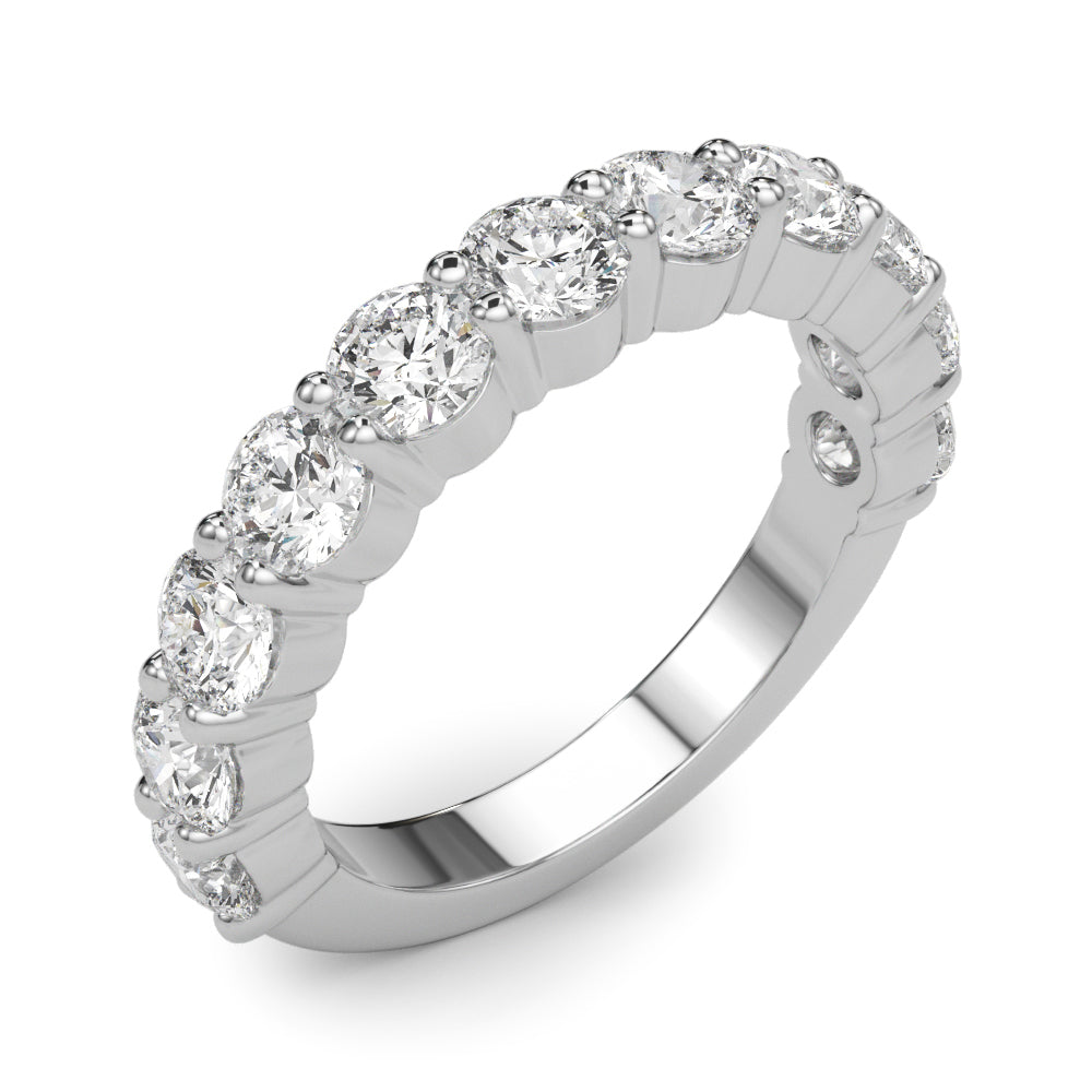 11-Stone Shared Prong Half Eternity Ring in Gold & Platinum