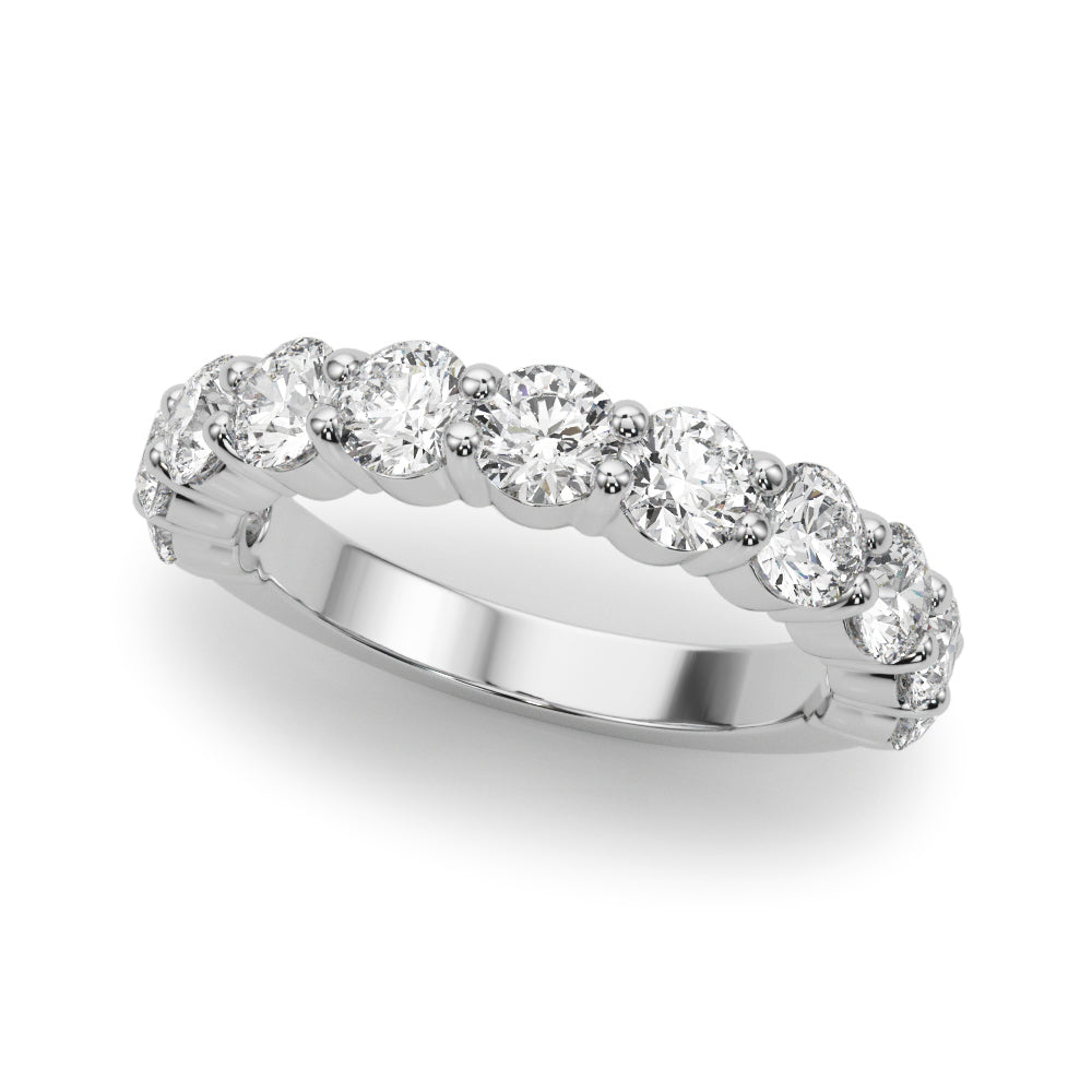 11-Stone Shared Prong Half Eternity Ring in Gold & Platinum