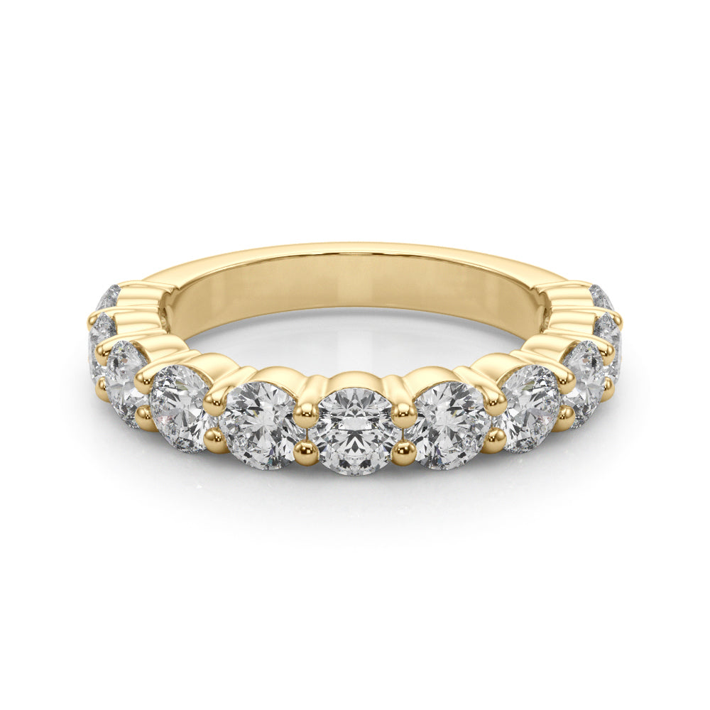 11-Stone Shared Prong Half Eternity Ring in Gold & Platinum