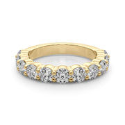 11-Stone Shared Prong Half Eternity Ring in Gold & Platinum