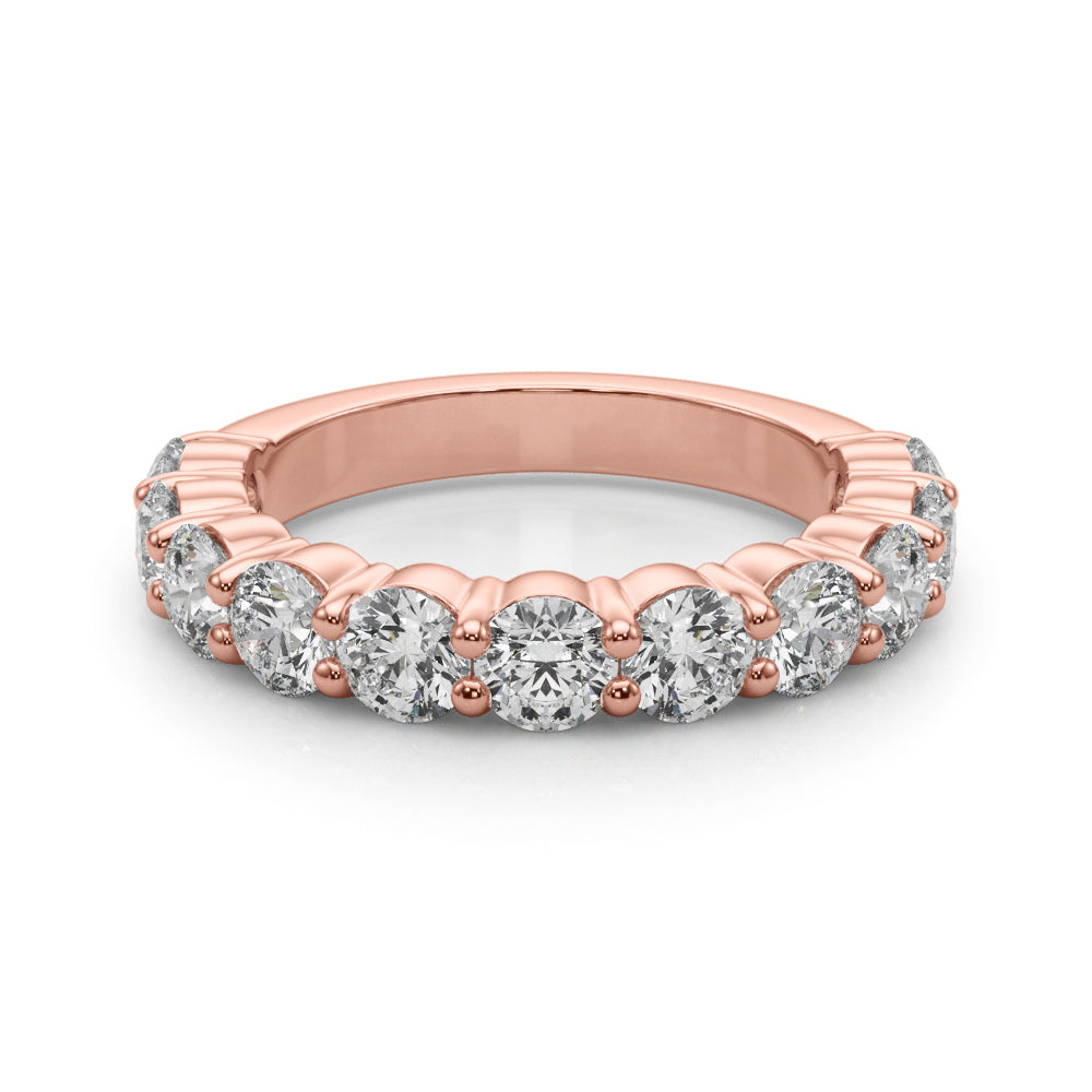 11-Stone Shared Prong Half Eternity Ring in Gold & Platinum