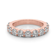 11-Stone Shared Prong Half Eternity Ring in Gold & Platinum