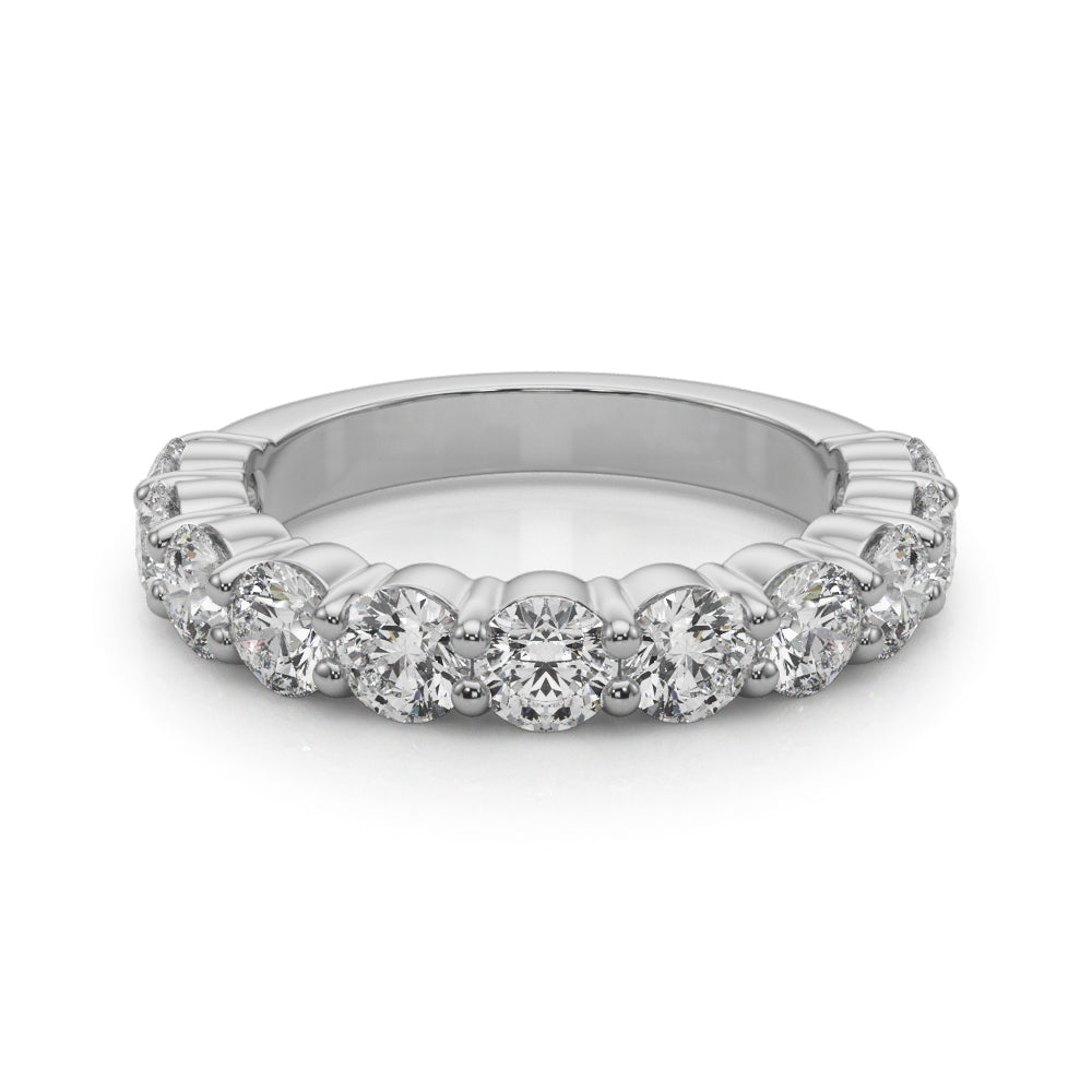 11-Stone Shared Prong Half Eternity Ring in Gold & Platinum