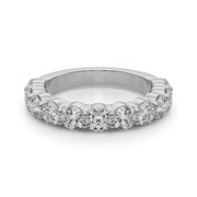 11-Stone Shared Prong Half Eternity Ring in Gold & Platinum