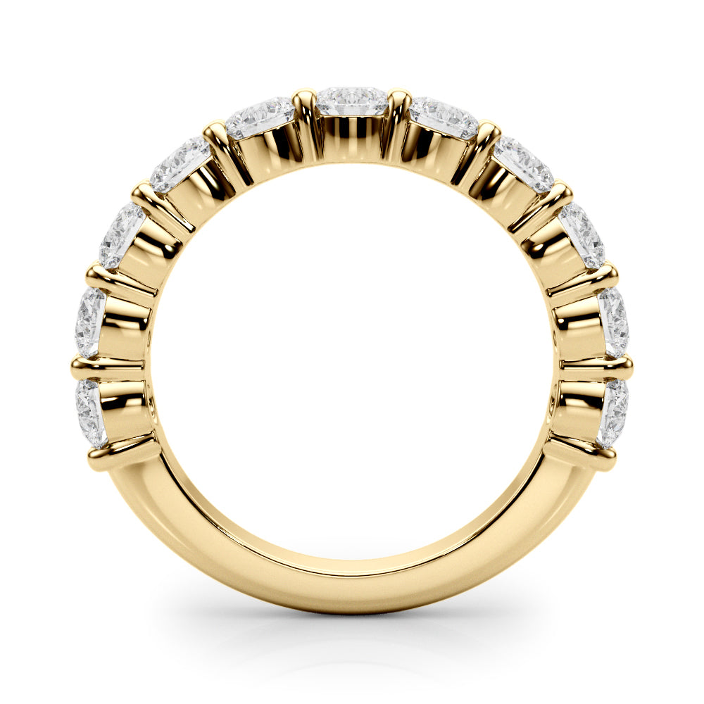 11-Stone Shared Prong Half Eternity Ring in Gold & Platinum