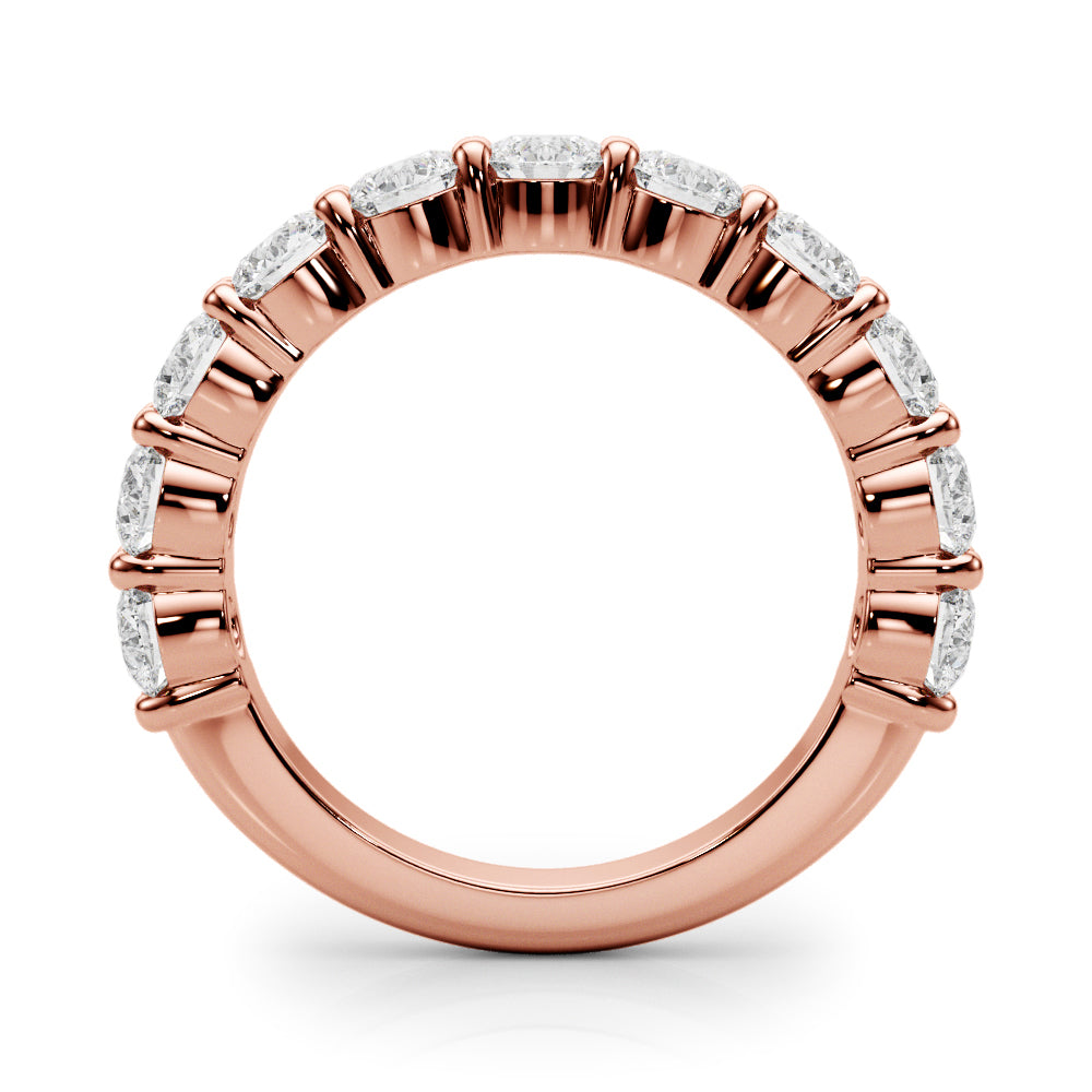 11-Stone Shared Prong Half Eternity Ring in Gold & Platinum