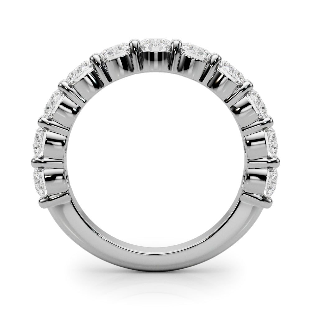 11-Stone Shared Prong Half Eternity Ring in Gold & Platinum