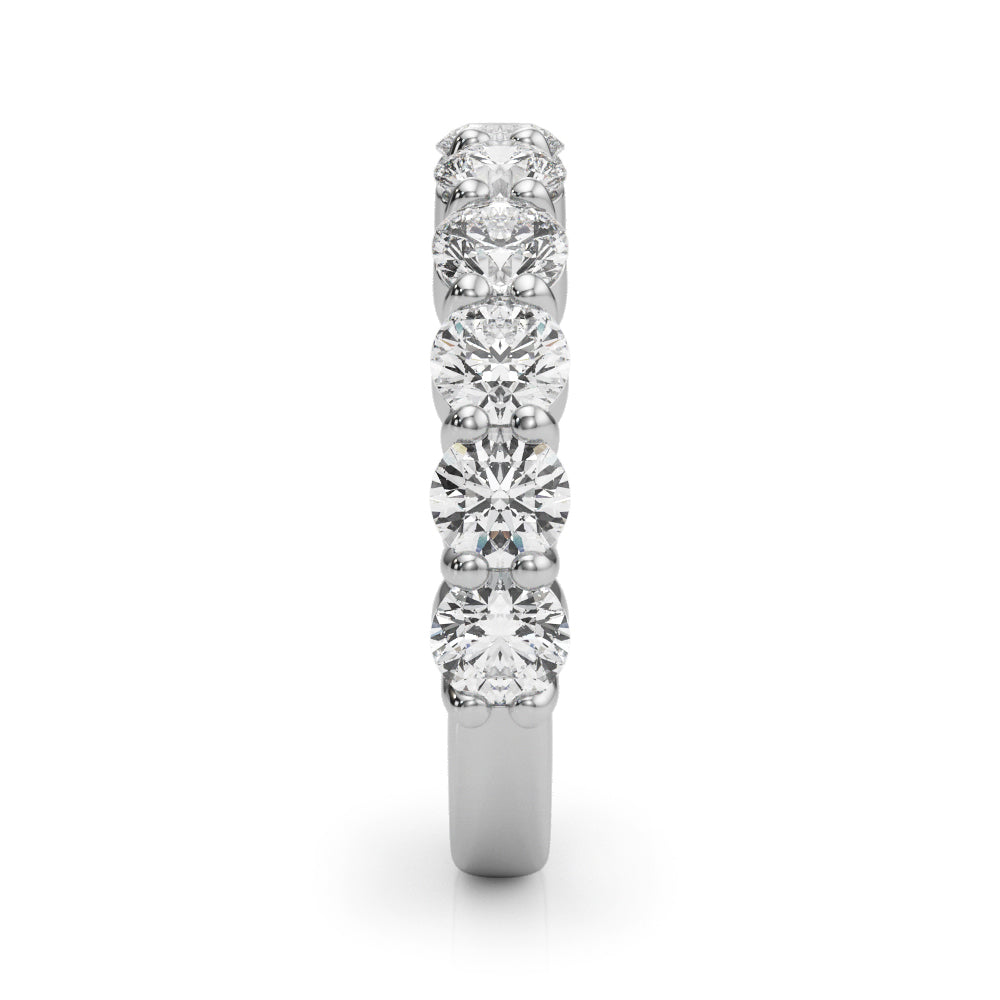 11-Stone Shared Prong Half Eternity Ring in Gold & Platinum