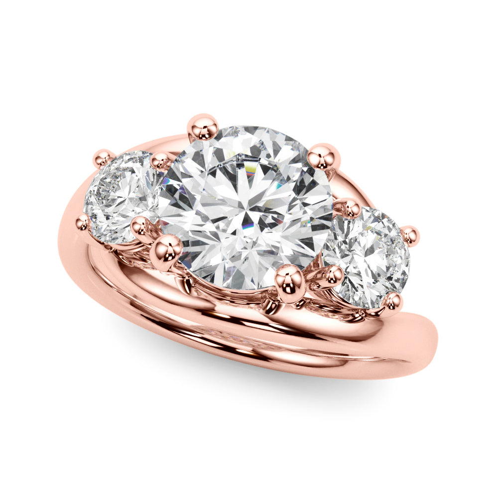 Brilliant Three-Stone Round Diamond Engagement Ring in 10K/14K gold and platinum with certified lab-grown or natural diamonds