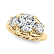 Brilliant Three-Stone Round Diamond Engagement Ring in 10K/14K gold and platinum with certified lab-grown or natural diamonds