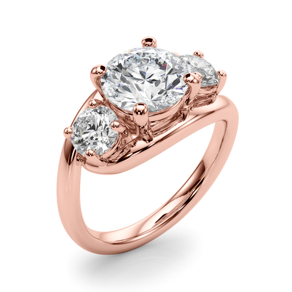 Brilliant Three-Stone Round Diamond Engagement Ring in 10K/14K gold and platinum with certified lab-grown or natural diamonds