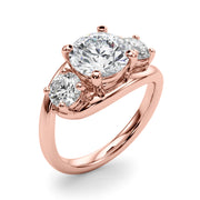 Brilliant Three-Stone Round Diamond Engagement Ring in 10K/14K gold and platinum with certified lab-grown or natural diamonds